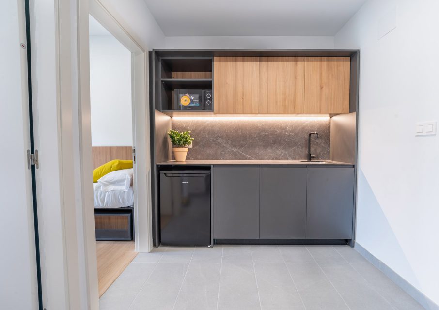 Vista de la cocina de la habitación Twodio en Murcia